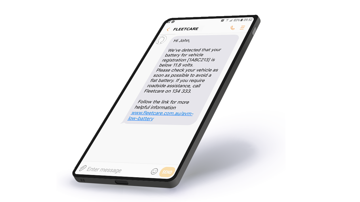 Advanced Vehicle Managed Low Battery SMS Message