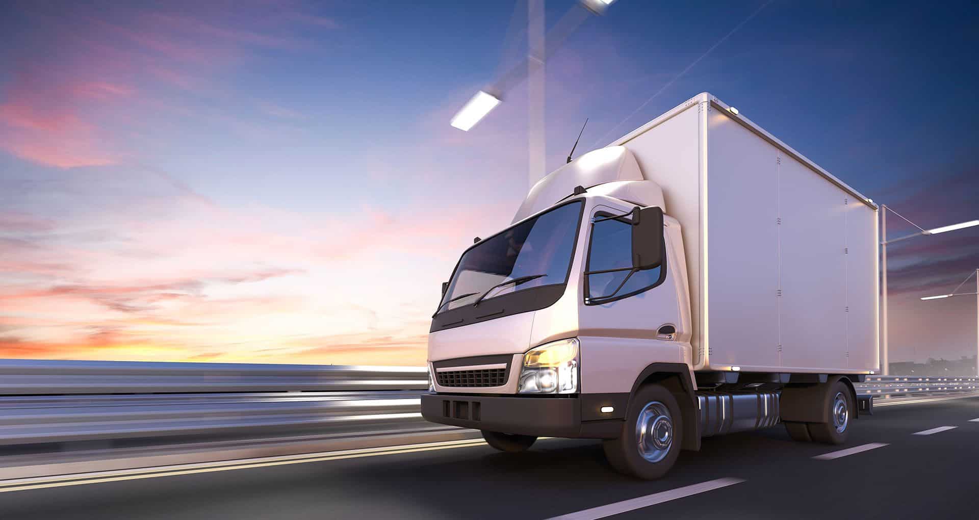 a 3d model of a truck driving down a highway