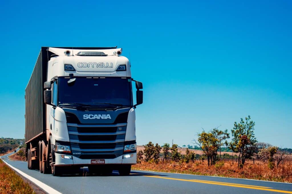 Truck driving on the open road