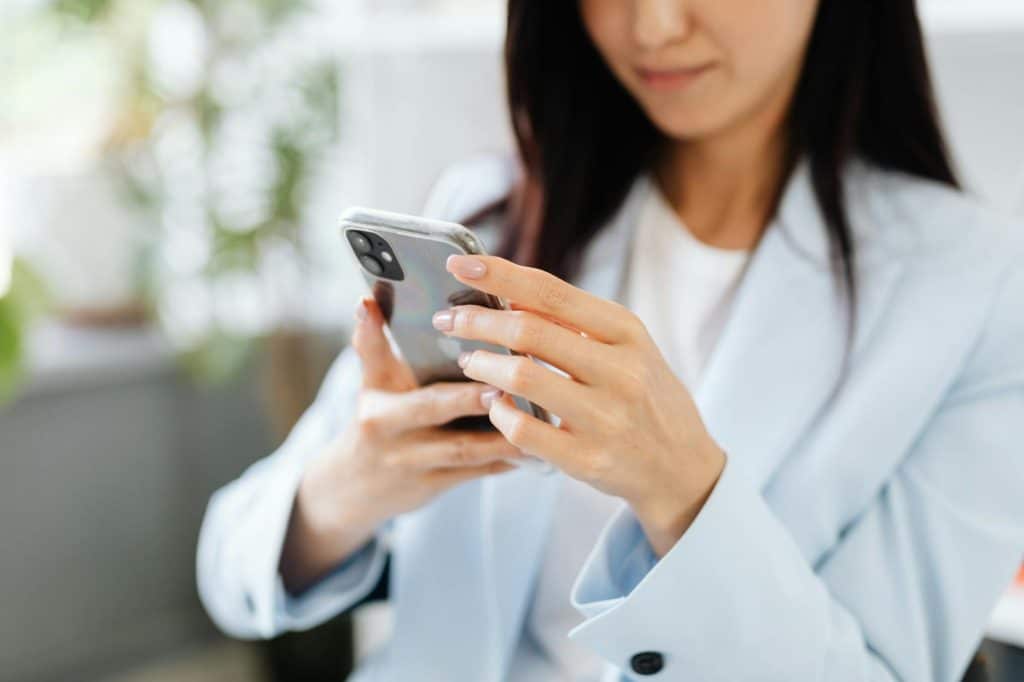 Woman looking at her phone